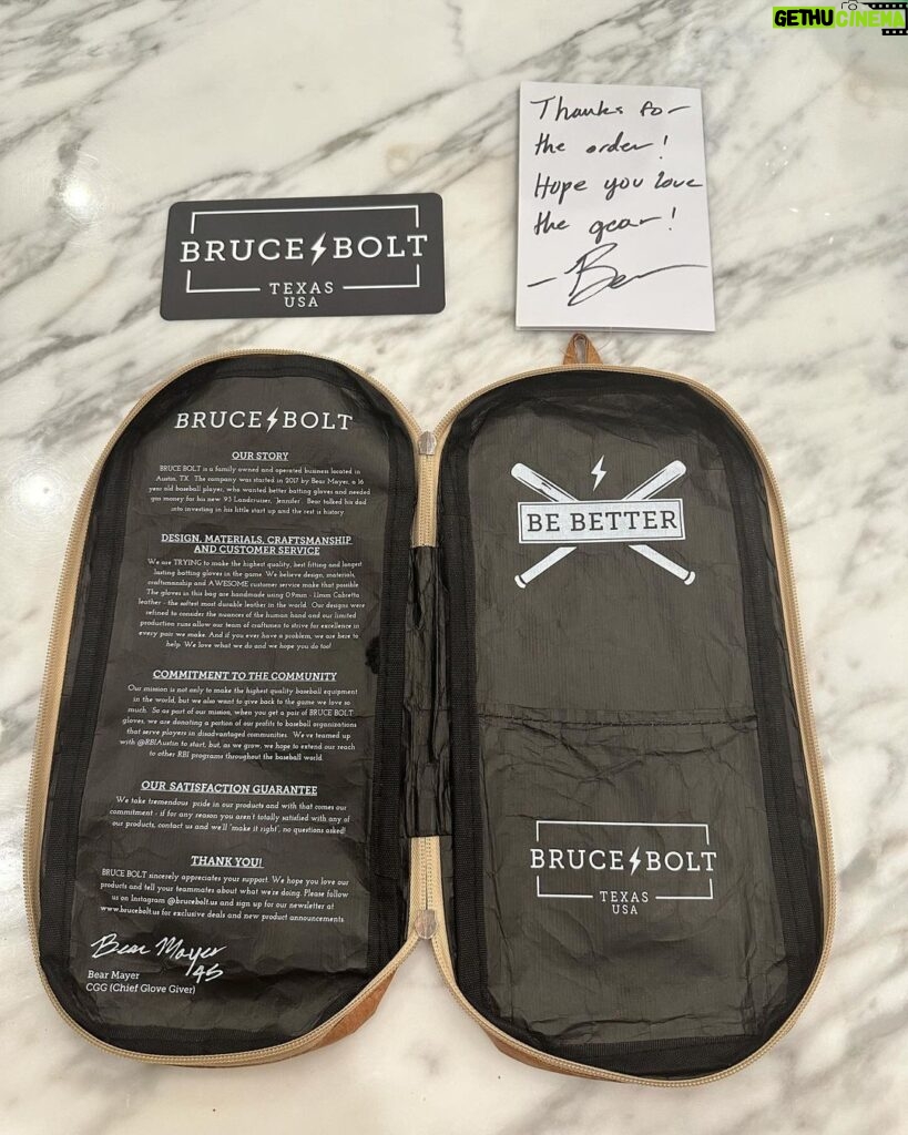 Drew Brees Instagram - Just got Callen some @brucebolt.us batting gloves today! Love the founders story… happy to support the Austin Texas roots as well! Going to be a fun baseball season!