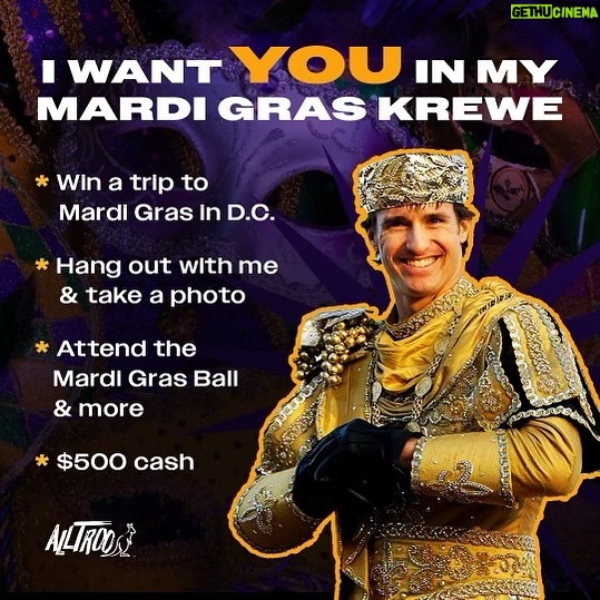 Drew Brees Instagram - Donate now to win a trip to Washington DC for four nights in January to celebrate Washington Mardi Gras with me and the whole state!!! Flights, hotel rooms, tickets to all the events, and so much more. Once in a lifetime experience, with all proceeds going to the Brees Dream Foundation. Enter now at http://AllTroo/brees or click link in the bio!