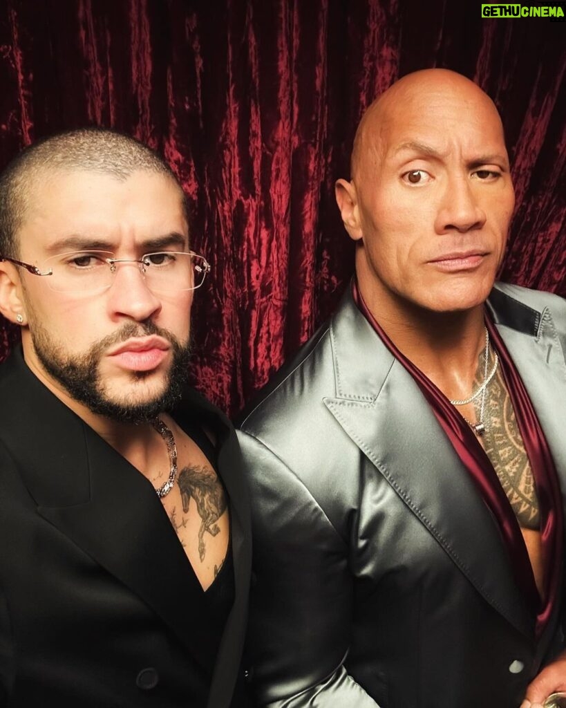 Dwayne Johnson Instagram - Dangerous duo 🔥 We had fun 😈 Happy Birthday, my brother 🖤👊🏾 #theBadOne 🐰 #theGreatOne 🥃 #Oscars2024 (if you know, you know… Rocky Maivia)