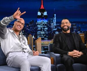 Dwayne Johnson Instagram - It’s a vibe he carries his @wwe universal title 🏆 I carry my @teremana tequila 🥃 either way, here comes trouble #FinalBoss #TribalChief #WrestleMania40 @thisisamandaw 📸