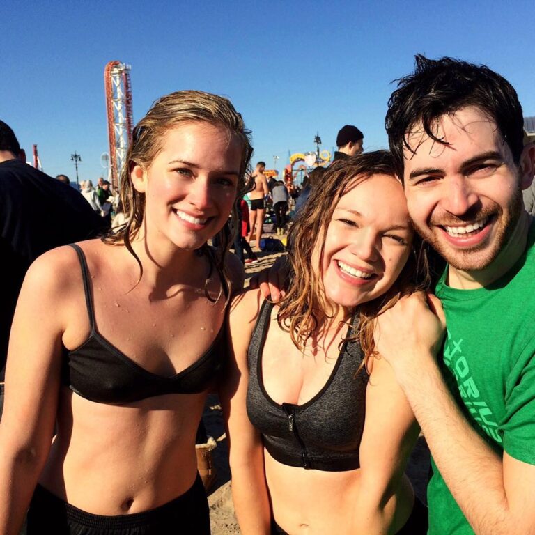 Elizabeth Lail Instagram - Cold toes, warm hearts 2017 polar bear plunge Happy New Years🌎