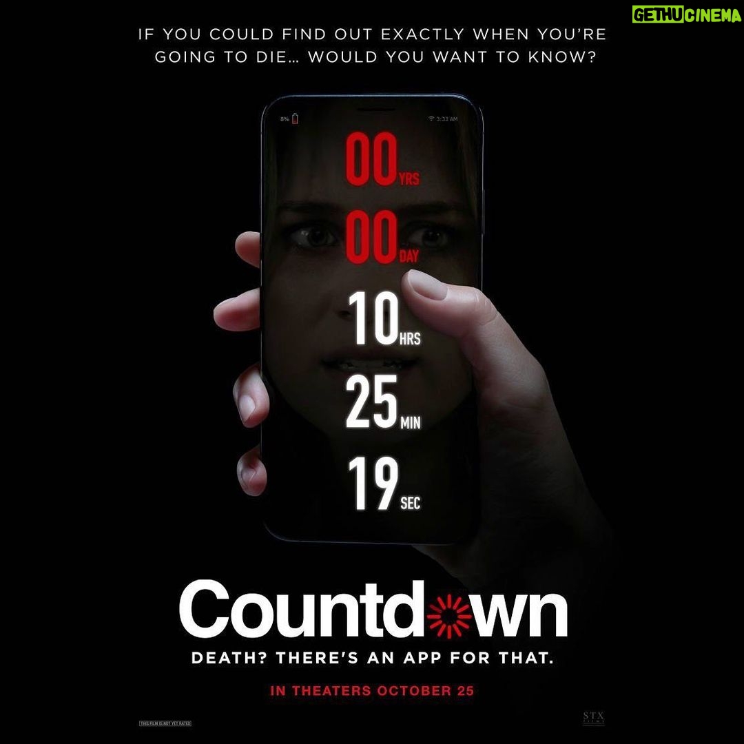 Elizabeth Lail Instagram - We made a movie! Here’s the official poster for @countdown coming at you October 25th. Hope you guys will enjoy watching this as much as I did making it Xx #CountdownMovie