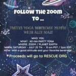 Emily Bett Rickards Instagram - ☀️💛🤩🎉 LETS PARTY 🎉 💃💛☀️ Saturday July 25th 11am PST/2pm EST - You’re Invited to my ZOOM BIRTHDAY for a 🧘‍♀️ YOGA PARTY 🎊 with the one THE ONLY @allymaz 😍 Where all proceeds will go to THE INTERNATIONAL RESCUE COMMITTEE @rescueorg - we will get limber, cheers and help the world together! Be there or be there xo link in bio