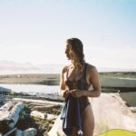 Emily Bett Rickards Instagram - This was the landing spot we were fortunate to call home after our day of epic proportions. We had walked hours of beach in the hottest weather BC has ever offered, sang Oh Canada to a very healthy black bear and shed tears of relief when we finally found drinking water. Peace is an understatement, that is until the nightly game of Yanif begun. Portra 400 35mm
