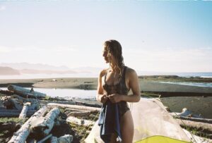 Emily Bett Rickards Instagram - This was the landing spot we were fortunate to call home after our day of epic proportions. We had walked hours of beach in the hottest weather BC has ever offered, sang Oh Canada to a very healthy black bear and shed tears of relief when we finally found drinking water. Peace is an understatement, that is until the nightly game of Yanif begun. 
Portra 400 35mm