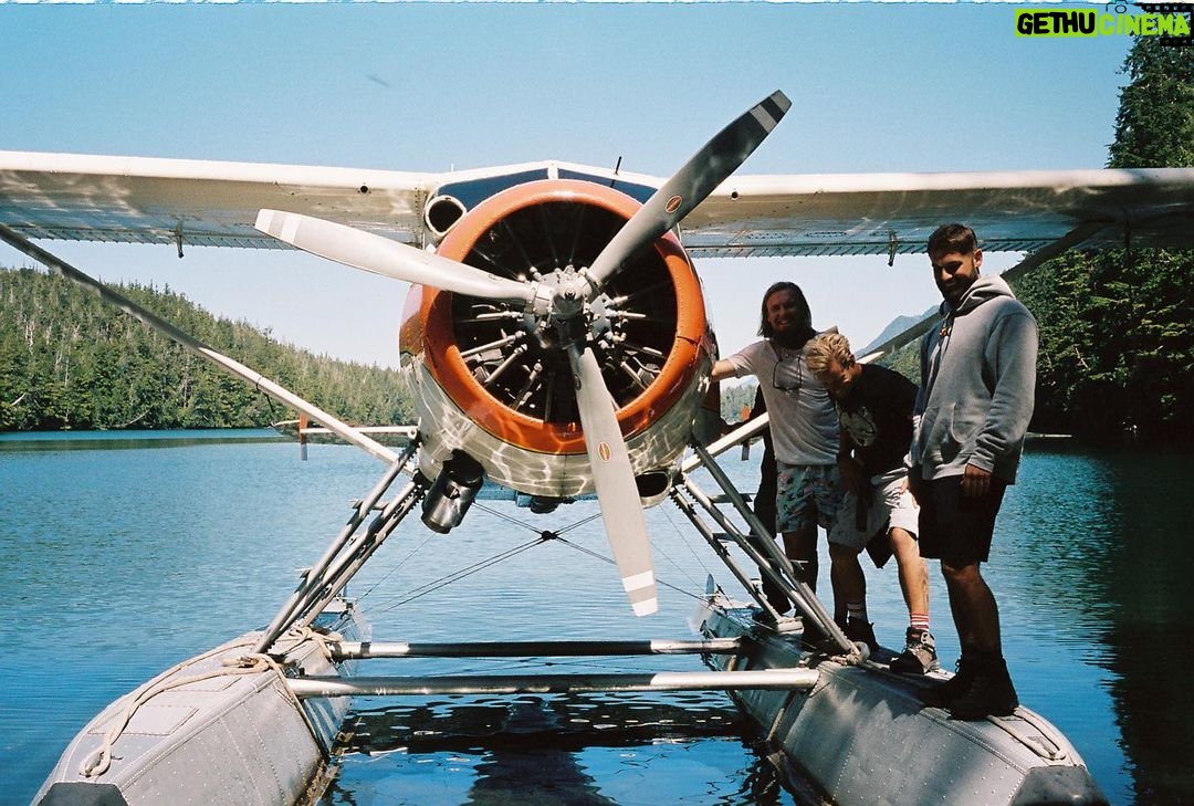 Emily Bett Rickards Instagram - At the drop off to the trek that hooked them all. Nootka Island 2021. Forecast: bears, wolves, whiskey, apples, and record breaking heat waves.