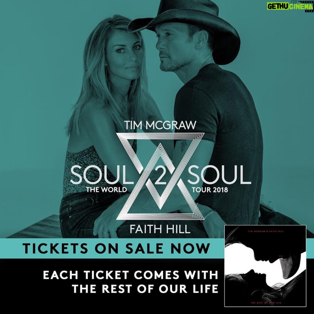 Faith Hill Instagram - Our #Soul2soul 2018 Tour is on-sale now! Each ticket comes with a copy of #TheRestOfOurLife. See you on the road! 🎟➕💿
