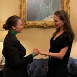 Fran Drescher Instagram - With Angelina Jolie. Both of us on the hill fighting for the greater good!