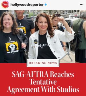 Fran Drescher Instagram - We did it!!!! The Billion+ $ Deal! 3X the last contract! New ground was broke everywhere!Ty sag aftra members for hanging in and holding out for this historic deal! Ty neg comm, strike captains, staff, Duncan & Ray, our lawyers, the IA team , family and friends. Our sister unions for their unrelenting support! And the amptp for hearing us and meeting this moment! #sagaftrastrong