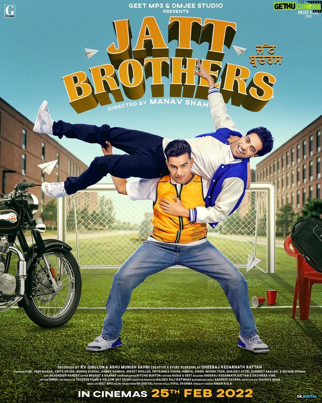 Guri Instagram - Happy To Share Official Poster Of My Next Movie “JATT BROTHERS” With Chota Veer Debutant @jassmanak , 25 February 2022 Nu Dekhyo Painde Pange 😅 (Only In Theatres) Trailer Releasing 1 February 6Pm on Geet MP3 @jassmanak @nikeetdhillon @priyankakhera08 @dheerajkedarnathrattan @yourmanavshah @omjeestar_studios @munishomjee @kvdhillon77 @gk.digital @geetmp3