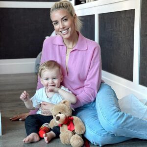 Heather Rae El Moussa Instagram - Pure joy. 🤍 Sharing a few little updates that make me smile: T’s a picky eater but loves hummus, fruit, peanut butter and almond butter 
He knows where his nose, hands, feet & tongue are.
He gives kisses and hugs
And is the happiest most loving angel all of the time 🥹