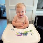 Heather Rae El Moussa Instagram - The messiest, silliest, happiest boy who brings us so much joy 🤍His smile makes me smile 🥹 Our little Picasso!! Newport Beach, California