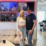 Heather Rae El Moussa Instagram - This husband and wife duo just got interviewed by another powerhouse couple...we already hinted it but did you catch it?? I’m SO excited for this episode to drop! Should Tarek and I do a podcast?? Let us know! 🤫🩷