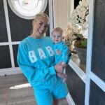 Heather Rae El Moussa Instagram - Me & my babe 🤍🩵 Who loves a matching set moment? 🙋🏼‍♀️