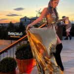India Martínez Instagram - La otra noche… ✨ Vestido: @sergi_regal Bombonera: @acus_complementos Pendientes: @joaquinserra_atelier Estilismo: @almudenaruizstylist