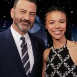 India Ria Amarteifio Instagram - Jimmy (FLIPPING) Kimmel! Talking surnames, the pavement sizes in LA and of course #queencharlotte . @jimmykimmellive thank you!