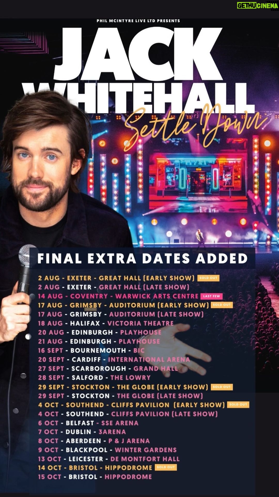 Jack Whitehall Instagram - Thank you to everyone who has come to see me so far. Due to popular demand, and a last gasp attempt to delay this whole settling down thing, we’ve just added an extra run of shows in the Autumn. These are selling out fast - so be quick! #almostsettlingdown