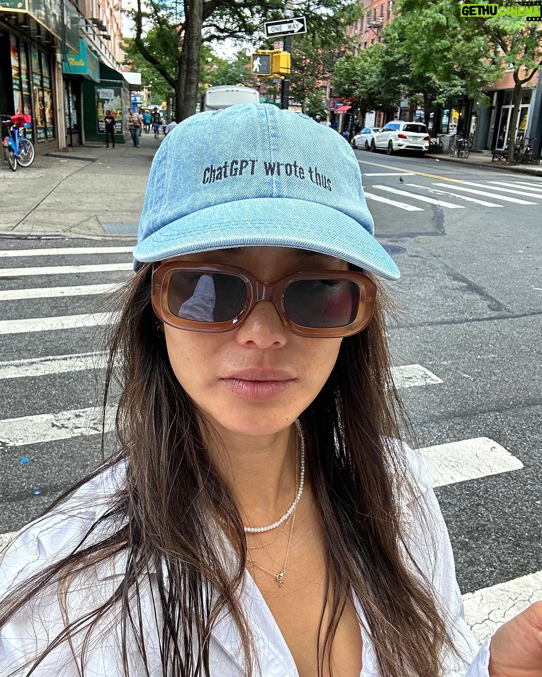 Jamie Chung Instagram - “ChatGBT wrote thus.” My buddy @hitchmichael posted an image of himself wearing this awesome hat on the picket line. DM @katieclaireobrien if you want one. All proceeds go towards refreshments and food for our fellow union members showing up and making noise! @wgawest @sagaftra #unionstrong