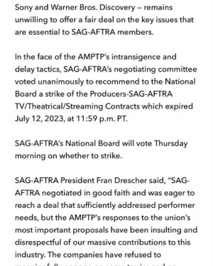 Jamie Chung Instagram - I personally haven’t been receiving SAG AFTRA email updates, so to all my fellow union members check your inbox or go to the SAG AFTRA website and get yourself updated on what’s happening. Press conference today at noon. #unionstrong “If a strike is called, members will withhold their labor and not perform ANY SERVICES for struck companies. SAG-AFTRA members will then engage in collective actions such as picketing to put pressure on the AMPTP.”