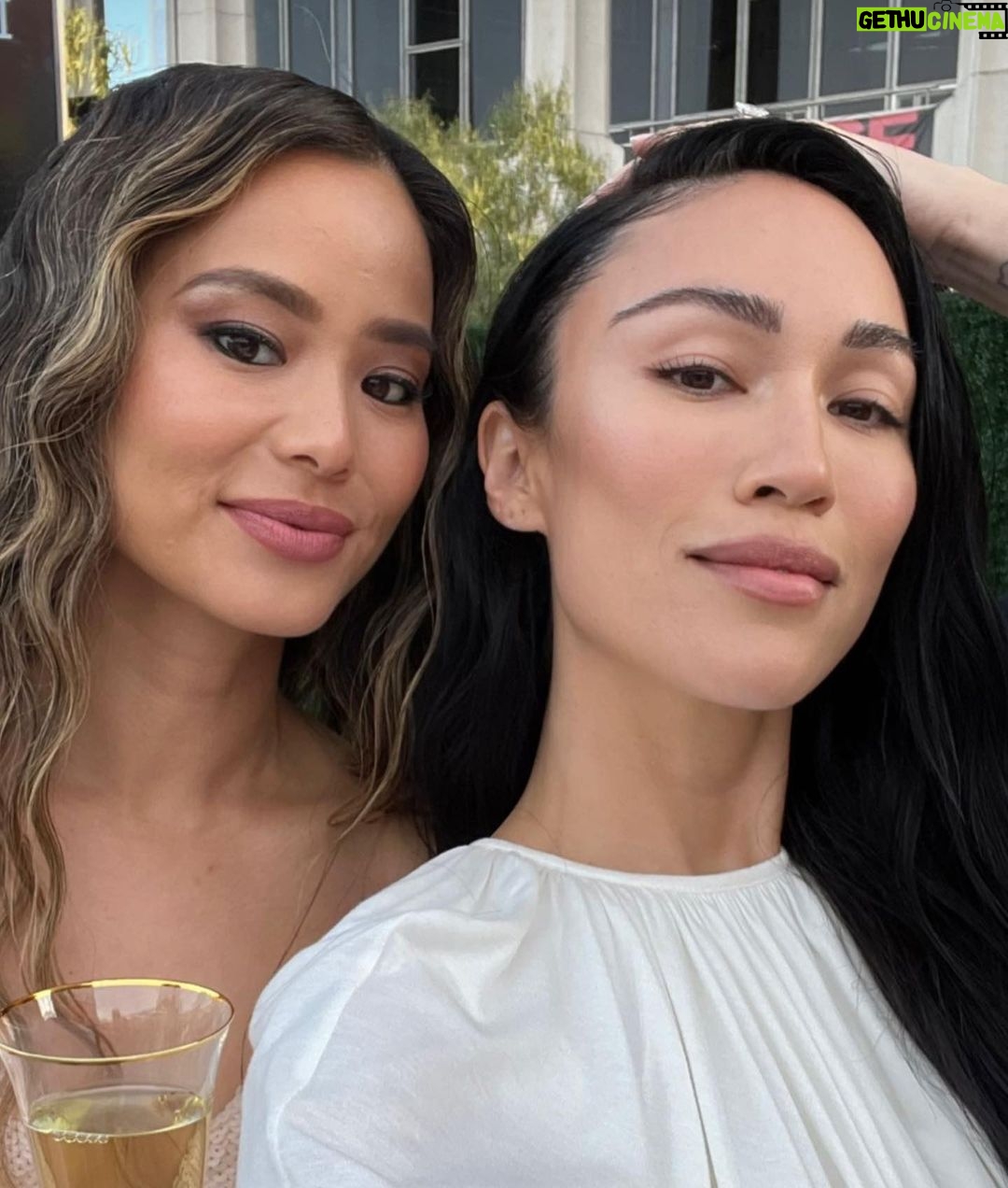 Jamie Chung Instagram - I love my community. Thank you for hosting a beautiful gala @goldhouseco celebrating AAPI legends! Looking back at the epic weekend while my son sits on my head. Last slide shows it all. @moniquelhuillier dress @alybarrmakeup glam