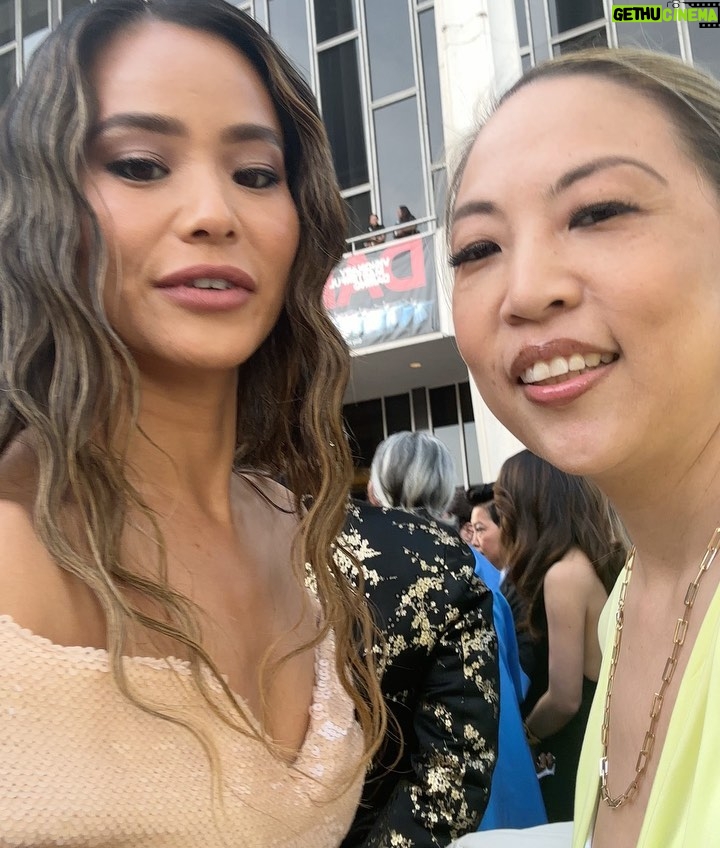Jamie Chung Instagram - I love my community. Thank you for hosting a beautiful gala @goldhouseco celebrating AAPI legends! Looking back at the epic weekend while my son sits on my head. Last slide shows it all. @moniquelhuillier dress @alybarrmakeup glam