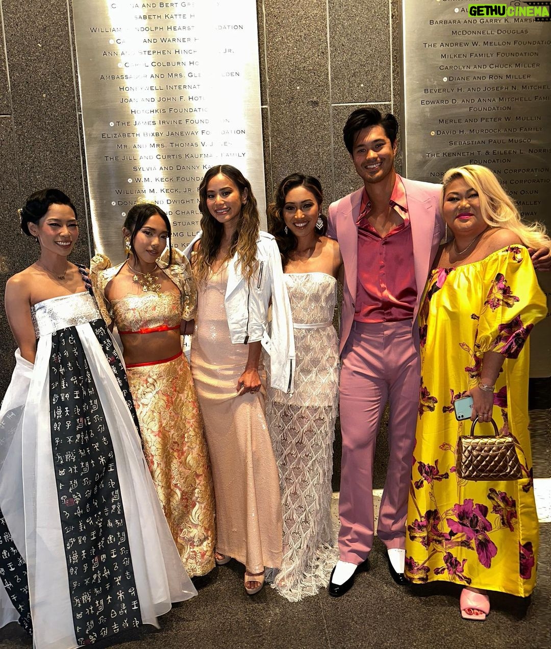 Jamie Chung Instagram - I love my community. Thank you for hosting a beautiful gala @goldhouseco celebrating AAPI legends! Looking back at the epic weekend while my son sits on my head. Last slide shows it all. @moniquelhuillier dress @alybarrmakeup glam