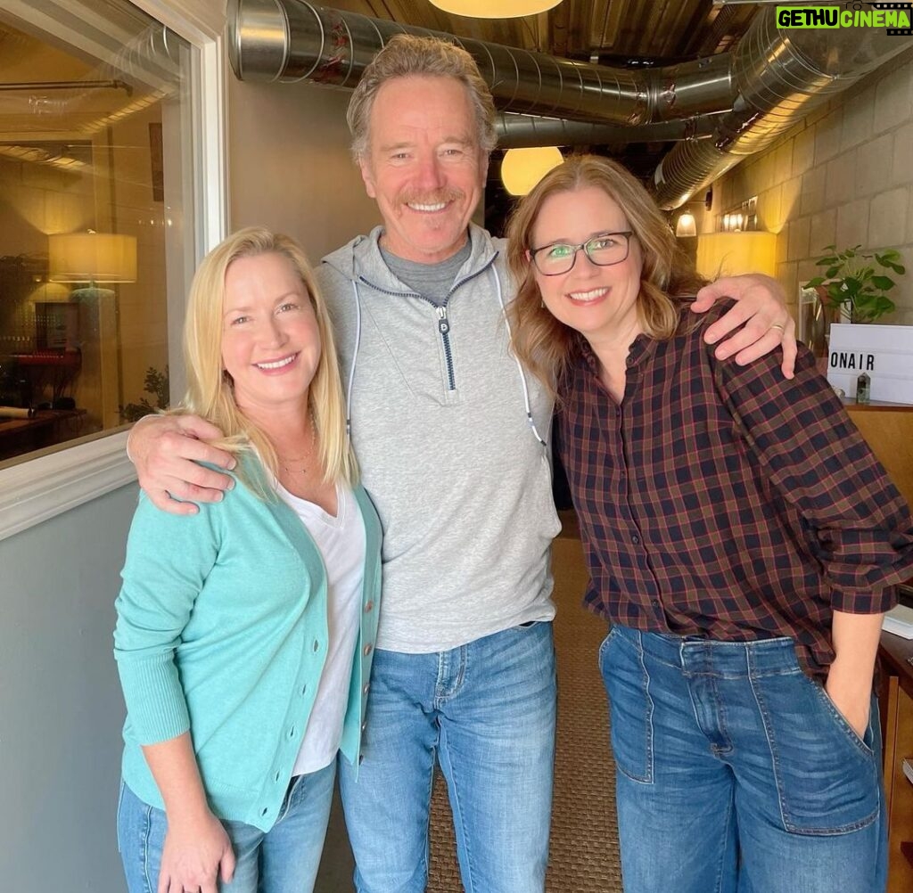 Jenna Fischer Instagram - What a treat having @bryancranston in the Office Ladies studio to talk about the Office episode he directed in Season 9…Work Bus! We had the best chat about The Office and more. Check it out wherever you get your podcasts. You’ll love it I promise. He has the best stories! @officeladiespod