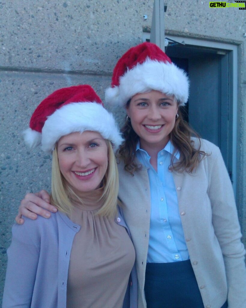 Jenna Fischer Instagram - Happy Classy Christmas Part One! Today on Office Ladies podcast we are breaking down the first half of this holiday episode which includes the failed group photo Cold Open. (It was actually 93 degrees outside when we shot that scene. Fake cold acting all around.) Dwight hides in a snowman in this one…the engineering that went into those was amazing…especially considering it was also 93 degrees when we shot the snowmen scenes. A big thank you to our producer Randy Cordray for telling us all about it. Plus, Holly is back! It’s a great episode! AND…our Office Ladies holiday merch is up! Including signed The Office BFF books and new ugly Christmas sweatshirts exclusively through @podswag Links in bio!
