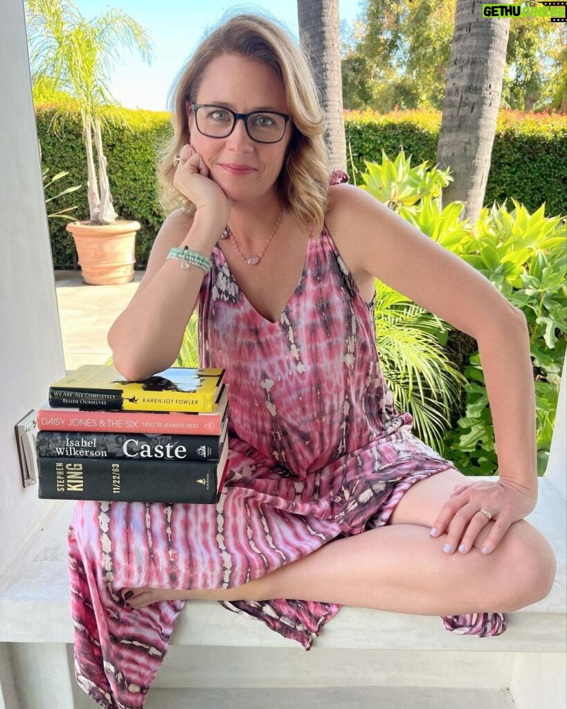 Jenna Fischer Instagram - Getting ready for a vacation! Taking a break from work and social media. But we posted a new @officeladiespod today. Happy Hour! Which means Date Mike. Why is he wearing a hat now? Before heading out I thought I’d post a few of my favorite books…I always love when people post about what books they are reading. And I love a summer reading list. Here are four books I couldn’t put down when I was reading them! We Are All Completely Beside Ourselves – by: Karen Joy Fowler Daisy Jones and the Six – by: Taylor Jenkins Reid (I also LOVED The Seven Husbands of Evelyn Hugo) Caste – by: Isabel Wilkerson 11/22/63 – by: Stephen King I’m currently reading The Last Mrs. Parish by Liv Constantine (about halfway done and loving it so far). After that I’m reading The Method by Isaac Butler. Happy Summertime reading everyone! See you in July!