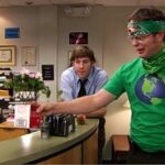 Jenna Fischer Instagram – Bow down before Recyclops! This week on @officeladiespod we are breaking down Shareholder Meeting which includes the Recyclops Cold Open. We got amazing details about the transformation of Recyclops from our costume designer Alicia Raycraft. Thank you Alicia! My favorite part of this was getting to return to early Pam and Jim…Pam’s scrunchy hair and Jim’s floppy do, huddled together at reception. Awwww.  Link in bio to listen or wherever you listen to podcasts.