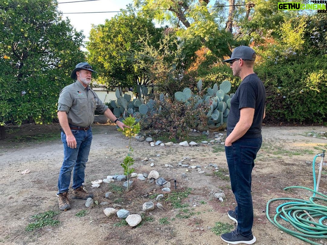 Jenna Fischer Instagram - Citrus experts Roger and Alex stopped by to check on our little @sumocitrus and good news…it’s doing great!! They said we might have some tiny fruits next year! 🍊