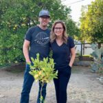 Jenna Fischer Instagram - Citrus experts Roger and Alex stopped by to check on our little @sumocitrus and good news…it’s doing great!! They said we might have some tiny fruits next year! 🍊
