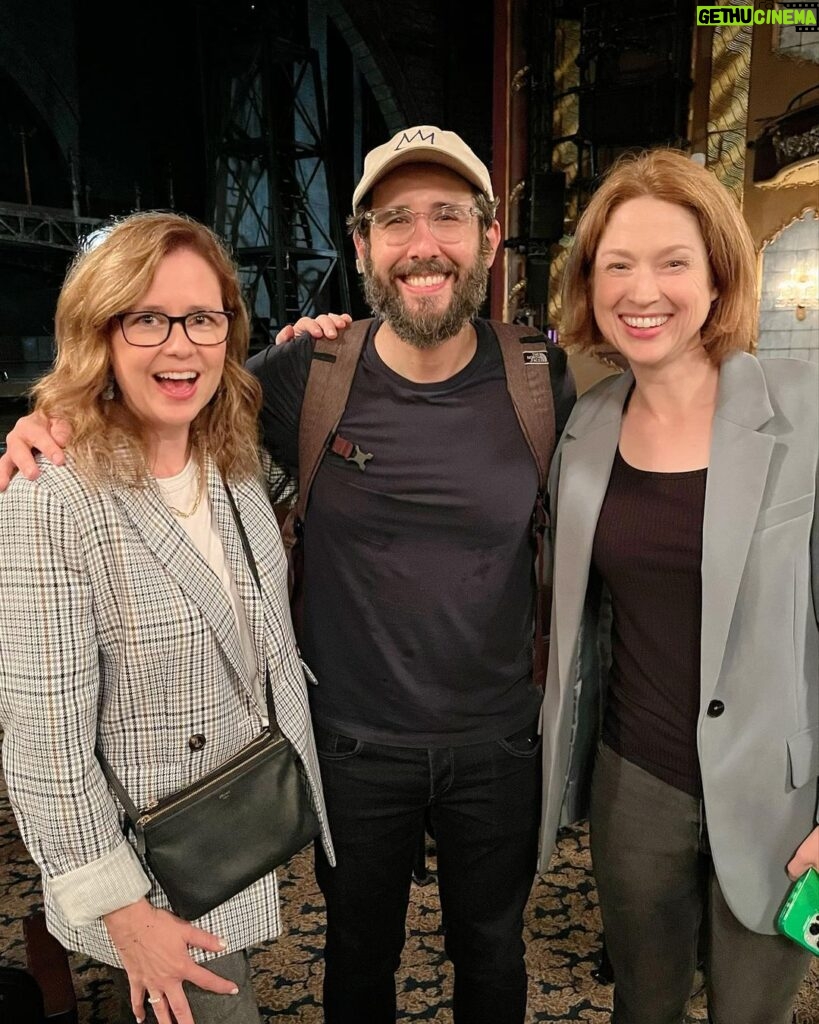 Jenna Fischer Instagram - One of my favorite musical theater experiences ever was seeing @joshgroban and @annaleighashford in Sweeney Todd on Broadway this week. The performances, direction, choreography, design…all incredible. Congratulations to the entire ensemble. You can see them perform on the Tonys this Sunday! We did a double date with @elliekemper and her husband and had to grab a Garden Party Reunion Pic afterwards of course! @sweeneytoddbway