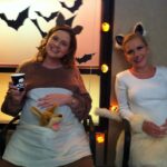Jenna Fischer Instagram - Mindy Kaling took this photo of us from the Season 8 episode Spooked and we loved it so much we put it in our book The Office BFFs. My real pregnant belly was delighted to be in that roomy kangaroo costume. @angelakinsey was not as comfortable in her fake belly/cat ensemble. We talk all about this and more in today's episode on Office Ladies...link in bio! @officeladiespod @earwolf