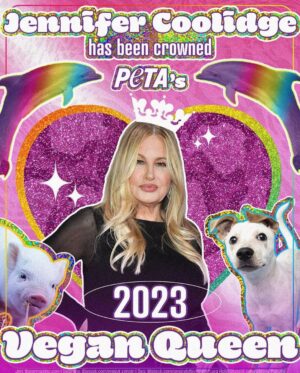 Jennifer Coolidge Instagram - @peta You were the first animal advocacy group that I was lucky enough to discover. When I first learned about you and the work you do on behalf of animals globally- I knew I had found my people. You fearlessly expose the harsh realities of animal cruelty and prove just how powerful animal lovers can be when they organize and take action. I am honored to be recognized by an organization that I've admired so much for so long. 🐅🐘🐁🐖🐓🦁🦬🐎🐄🐈🐩🦦🐬🐬🐬🐳🐋🦈🐢🐐🐏🐑🦭🦭🐪🐫❤️🧡💛💚💙💜💋❌⭕️❌⭕️❌ 💋