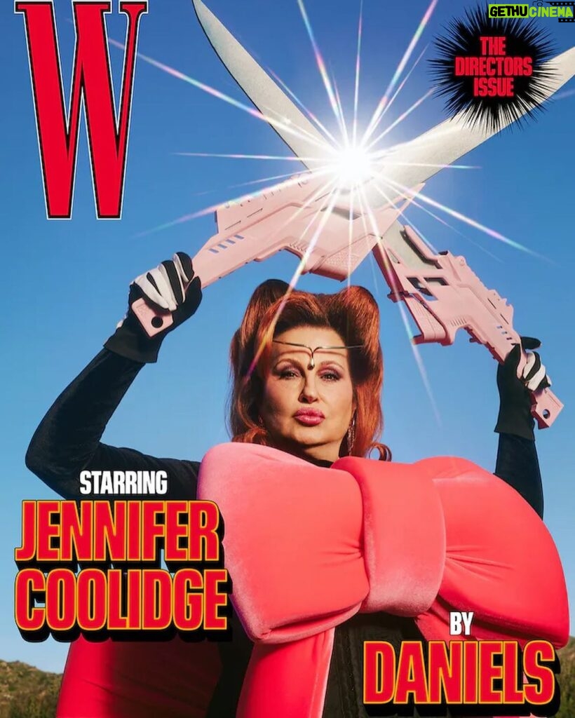 Jennifer Coolidge Instagram - I’m on the cover of @WMAG. Wee-hee! Inarticulately grateful for this embarrassment of riches. When the extraordinary Daniels first called and presented their vision for this shoot — paying homage to the Japanese Tokusatsu film genre — I thought they had the wrong muse (or certainly not their first choice for this amazing honor!) How unbelievably cool are these photos?! Thank you to them, photographer @Lenneigh, @SaraMoonves and the entire team at W for letting me live out my Godzilla / Rita Repulsa fantasy! Wow!!💕 - - Directed by #Daniels (@dunkwun and #danielscheinert) Photography: @lenneigh Costume Design: @shirleykurata Production Design: @caldergreenwood Editor-in-Chief: @saramoonves Writer: @alexhawgood Hair: @anissaemily Makeup: @francescatolot Manicure: @nailzbyvee Production: @prettybirdpic