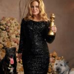 Jennifer Coolidge Instagram – Despite the torrential rain and many obstacles, so many talented people managed to make it to the 2023 @GoldenGlobes with bells on! ❤️🐾 
#Bagpipes & #Chewbacca took off their suits immediately…