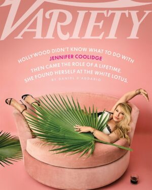 Jennifer Coolidge Instagram - Thankgod for this fig leaf! 🌿

This is truly such an honor, I’m just thrilled to be on the cover of Variety! Many thanks to the fabulous team who worked their magic 

Photography: @peggysirota
Make up: @lotstar
Hair: @marcmena 
Styling: @gaellepaul
Manicurist: @nailsbyemikudo