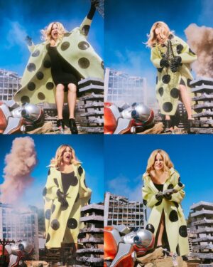 Jennifer Coolidge Instagram - I’m on the cover of @WMAG. Wee-hee! Inarticulately grateful for this embarrassment of riches. When the extraordinary Daniels first called and presented their vision for this shoot — paying homage to the Japanese Tokusatsu film genre — I thought they had the wrong muse (or certainly not their first choice for this amazing honor!) How unbelievably cool are these photos?! Thank you to them, photographer @Lenneigh, @SaraMoonves and the entire team at W for letting me live out my Godzilla / Rita Repulsa fantasy! Wow!!💕
- 
-
Directed by #Daniels (@dunkwun and #danielscheinert)
Photography: @lenneigh
Costume Design: @shirleykurata
Production Design: @caldergreenwood
Editor-in-Chief: @saramoonves 
Writer: @alexhawgood
Hair: @anissaemily
Makeup: @francescatolot
Manicure: @nailzbyvee
Production: @prettybirdpic