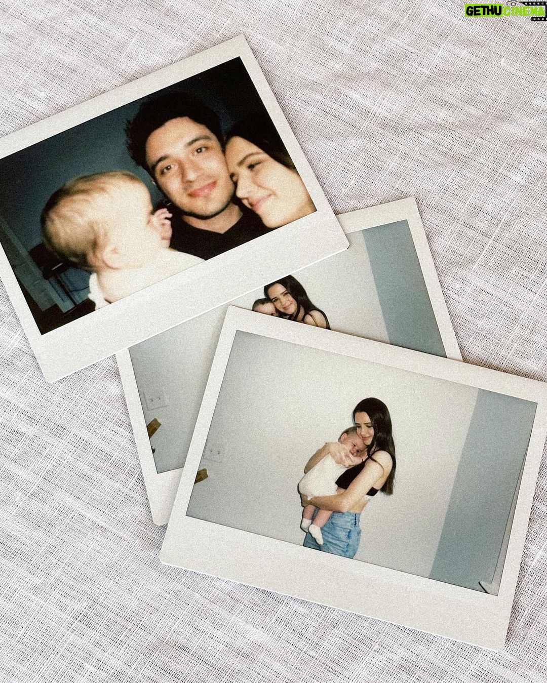 Jess Conte Instagram - nine months in, nine months out… already 🥲🤍 being your mumma is my greatest joy (it’s funny looking back at this first picture of my bump polaroids - it was going to be my “happy due date, ready whenever you are” post haha but then she decided to come right on time 🙈)
