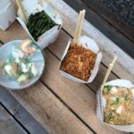 Jessica Barden Instagram - Tonight we are featuring @jamiepatricof favourite New York style Sichuan joint @genghiscohenla . I come here for the fried rice and all things shrimp, I also love their green beans, very crunchy and fresh! But of course everything is good and when it’s not covid time you can come here and get cocktails, listen to live music and just be a part of civilisation and share a space with strangers who all deep down have the same fears and dreams as you. Yay real life! The pink and black tiles of @genghiscohenla are an iconic sight as you drive around West Hollywood, you have probably driven past this place everyday! We ordered through @caviar which is why i am not masked up this time, just wanted to get a picture of the very pleasing pink and black tiles for you and document me wearing sunglasses that shockingly are not @gucci 😱 but in the past have used any of the well known take out apps and also called in to them directly! It’s a really great spot! Genghis Cohen