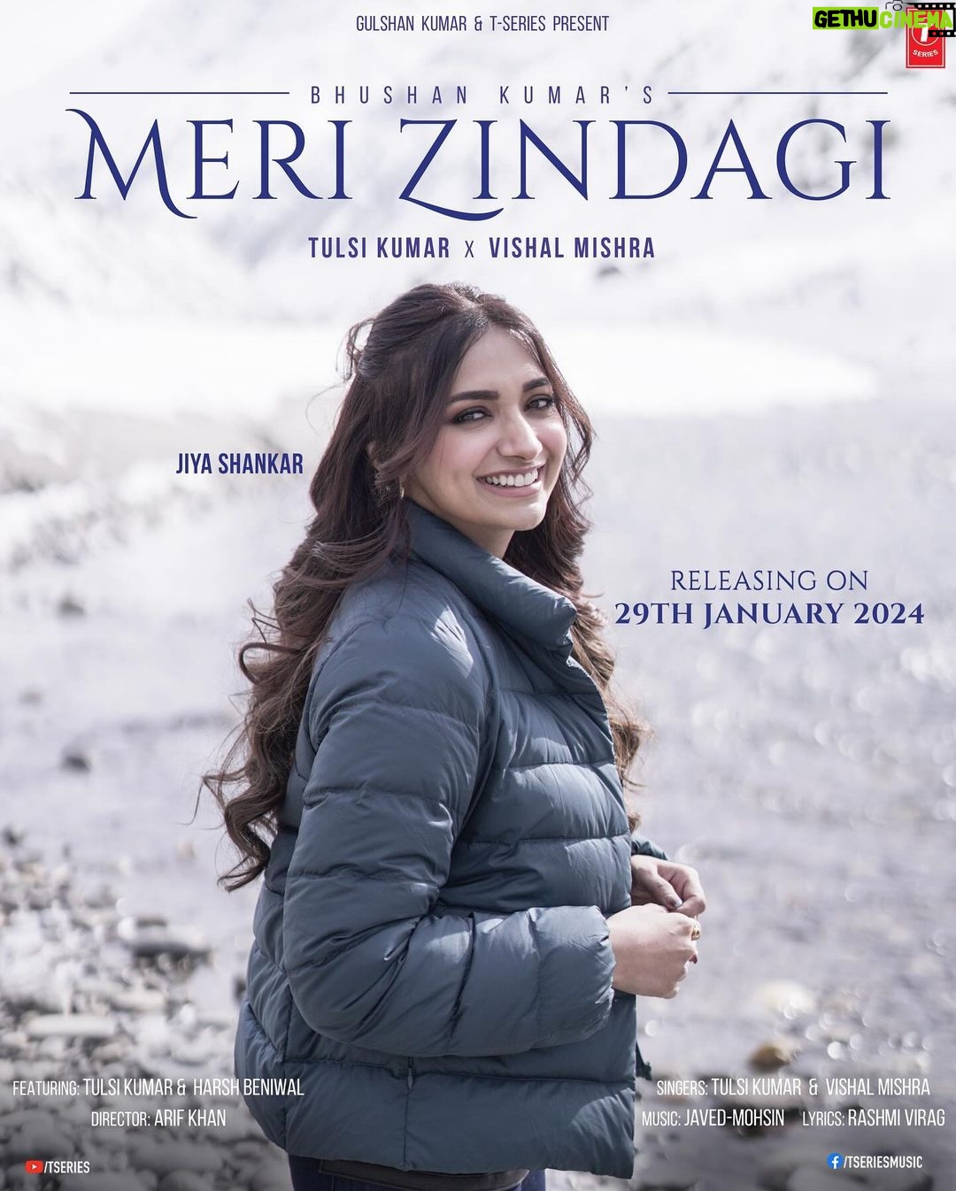 Jiya Shankar Instagram - Opening my heart to the boundless possibilities of love. #MeriZindagi ❤️🎶❄️ #tseries #BhushanKumar @tseries.official @tulsikumar15 @VishalMishraOfficial @harshbeniwal @javedmohsin_official @therashmivirag @arifkhan09