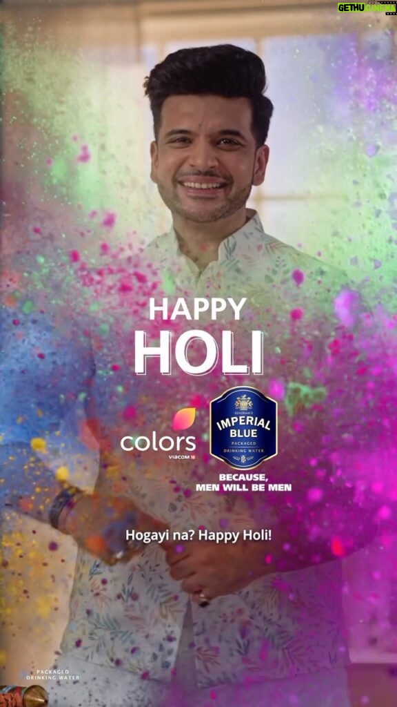 Karan Kundrra Instagram - Purane Holi wishes ko kaho bye bye! And wish your friends & loved ones in a unique way this Holi by creating a personalized poster with Seagram’s Imperial Blue Packaged Drinking Water and Colors TV. Watch this video and find out how. Log on to Becausemenwillbemen.com and select any option. Put in your name and get a customized poster ready @becausemenwillbemen @officialkanikamann @realharshgujral @colorstv #BecauseMenWillBeMen #FansWaliHoli #ColorsTV #imperialblue