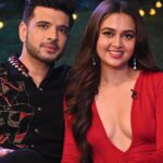 Karan Kundrra Instagram - When you’re with the right person.. there are no challenges in love ❤️‍🔥Don’t Forget to watch #TemptationIslandIndia with my own little red hot temptation @tejasswiprakash tonight at 8 only on @officialjiocinema Outfit: @bharat_reshma