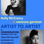 Kelly McCreary Instagram - One of the artists I am most moved and inspired by happens to be my cousin, @vanessalgerman 💕💜. We’re getting together on Thursday to have a chat, share insights about being creative in this moment so come join us. xoxo