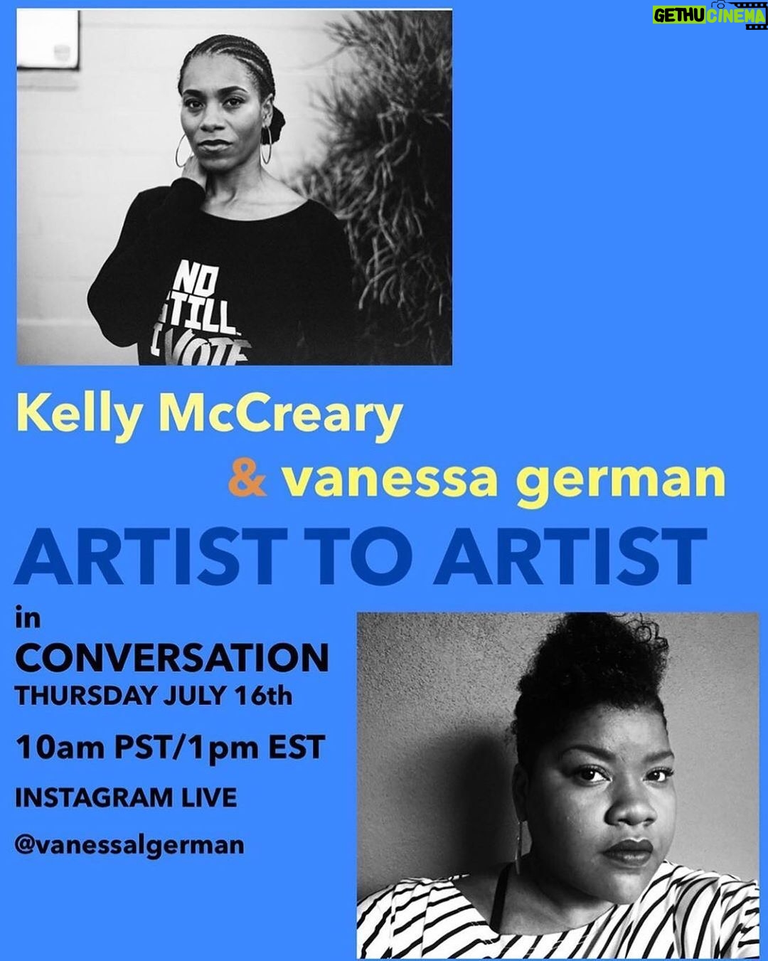 Kelly McCreary Instagram - One of the artists I am most moved and inspired by happens to be my cousin, @vanessalgerman ππ. Weβre getting together on Thursday to have a chat, share insights about being creative in this moment so come join us. xoxo