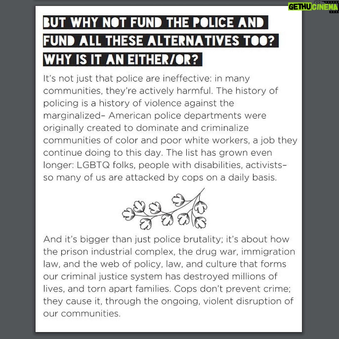 Kelly McCreary Instagram - For those who are curious about what it means to #defundthepolice, here is an excellent explainer by @mpd_150 . Please take the time to read all the way through before posting reactions in the comments. This is about strengthening communities and keeping people safe. 🙏🏾