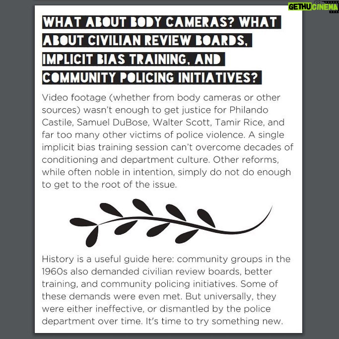 Kelly McCreary Instagram - For those who are curious about what it means to #defundthepolice, here is an excellent explainer by @mpd_150 . Please take the time to read all the way through before posting reactions in the comments. This is about strengthening communities and keeping people safe. 🙏🏾