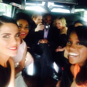 Kelly McCreary Instagram - This #tbt goes out to my dear friends at @howtogetawaywithmurder (too many of whom are not pictured here 😫)... and I hate to play favorites, but especially my beautiful baby sis @ajanaomi_king!  We made so many wonderful, hilarious memories during our time together in @shondaland... Thank you for giving us six seasons of the wildest ride on network television!!! Congratulations on an epic run!!👏🏾👏🏾👏🏾🥂🥂🥂💝💝💝#htgawm