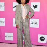 Kelly McCreary Instagram - Thinking back to an incredible afternoon at @TheWrap #PowerWomenSummit 2019. Styled by @lisaandtylerj with @marjthestylist on hair and @mylahmorales on makeup. 💓💋 Jacket- @lafayette148ny Blouse- @francescopaolosalerno Earrings- @daniellakronfle Pants- @lafayette148ny Shoes- @ruthie_davis
